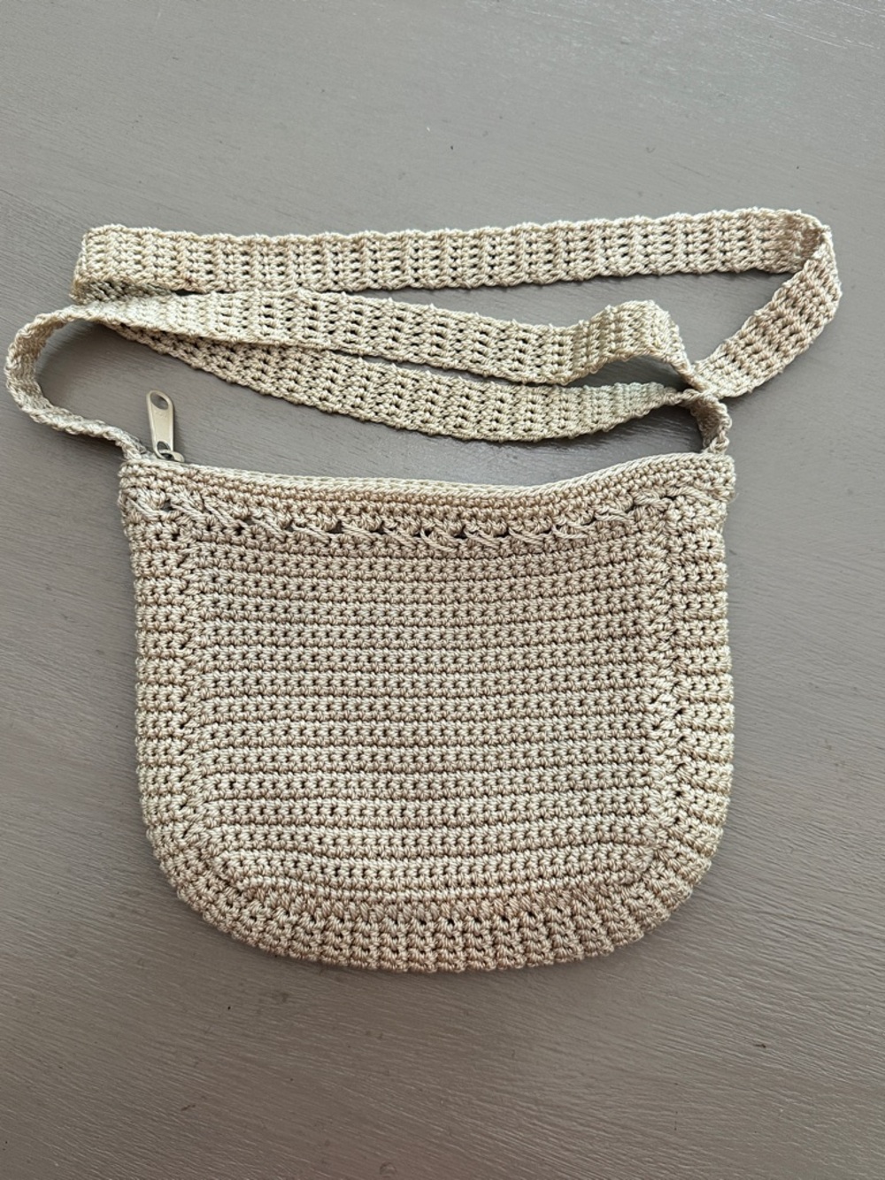 NY&CO Beige Crochet Crossbody Bag | Neutral Boho Woven Shoulder Purse